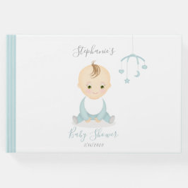 Cute Baby Boy en zijn mobiel Baby shower Gastenboek