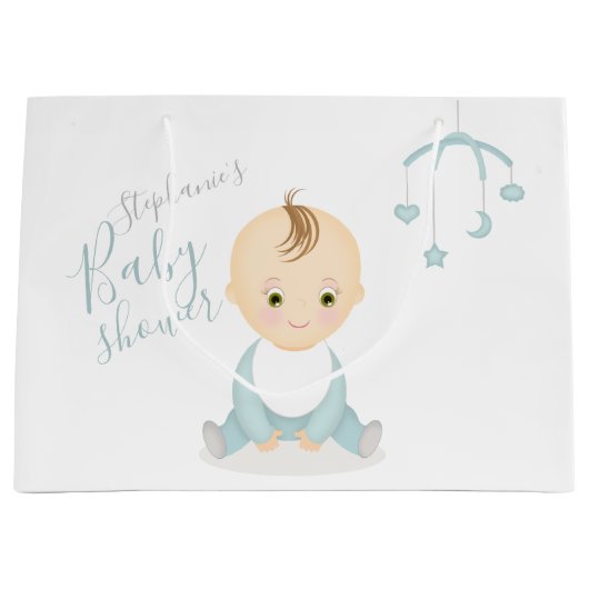 Cute Baby Boy en zijn mobiel Baby shower Groot Cadeauzakje (Voorkant)