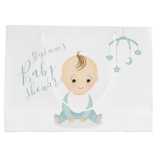Cute Baby Boy en zijn mobiel Baby shower Groot Cadeauzakje (Achterkant)