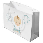 Cute Baby Boy en zijn mobiel Baby shower Groot Cadeauzakje (Achterkant Gekanteld)