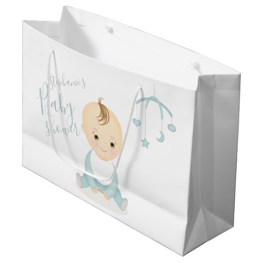 Cute Baby Boy en zijn mobiel Baby shower Groot Cadeauzakje (Voorkant Gekanteld)