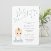 Cute Baby Boy en zijn mobiel Baby shower Kaart (Staand voorkant)