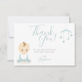 Cute Baby Boy en zijn mobiel Baby shower Kaart (Voorkant)