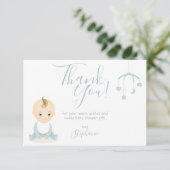 Cute Baby Boy en zijn mobiel Baby shower Kaart (Staand voorkant)
