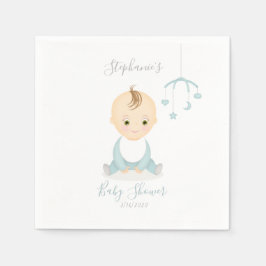 Cute Baby Boy en zijn mobiel Baby shower Servet