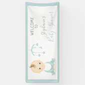 Cute Baby Boy en zijn mobiel Baby shower Spandoek (Verticaal)