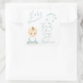 Cute Baby Boy en zijn mobiel Baby shower Vierkante Sticker (Tas)