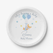 Cute Baby Boy Fox and Balloons Papieren Bordje (Voorkant)