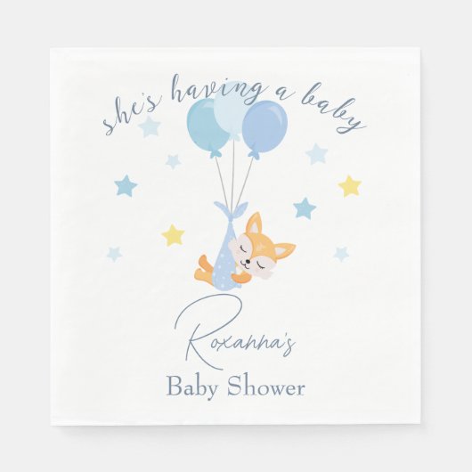 Cute Baby Boy Fox and Balloons Servet (Voorkant)