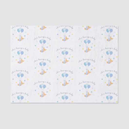 Cute Baby Boy Fox and Balloons Tissuepapier (Voorkant)