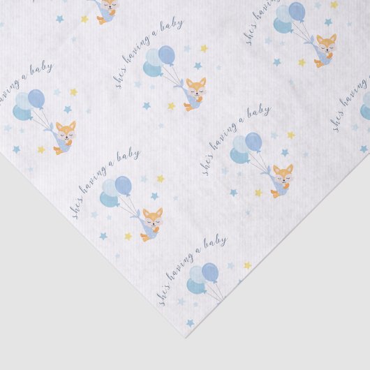 Cute Baby Boy Fox and Balloons Tissuepapier (Detail)