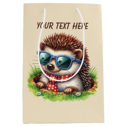 Cute baby boy hedgehog customizable medium cadeauzakje (Voorkant)