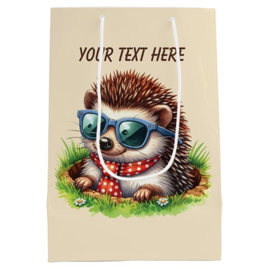 Cute baby boy hedgehog customizable medium cadeauzakje (Achterkant)