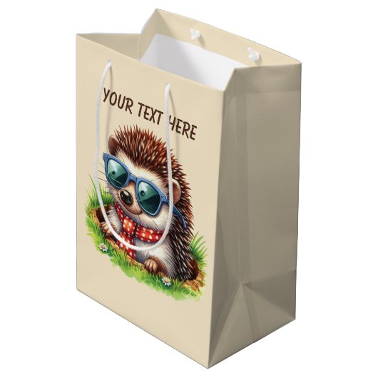 Cute baby boy hedgehog customizable medium cadeauzakje (Achterkant Gekanteld)