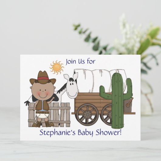 Cute Baby Boy & Horse Pony Aangepast Western Kaart (Staand voorkant)