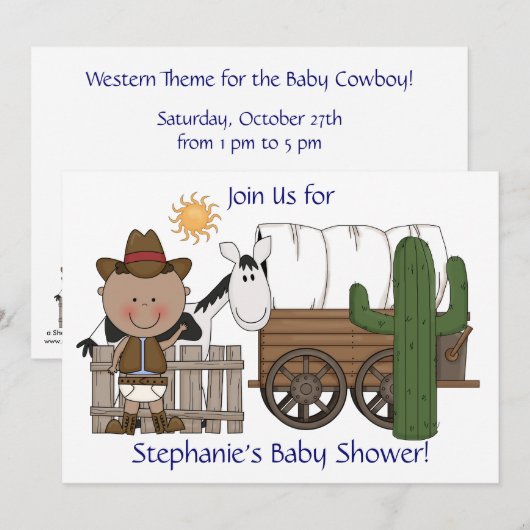 Cute Baby Boy & Horse Pony Aangepast Western Kaart (Voorkant / Achterkant)