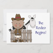 Cute Baby Boy & Horse Pony Aangepaste Westerne geb Aankondiging (Voorkant)