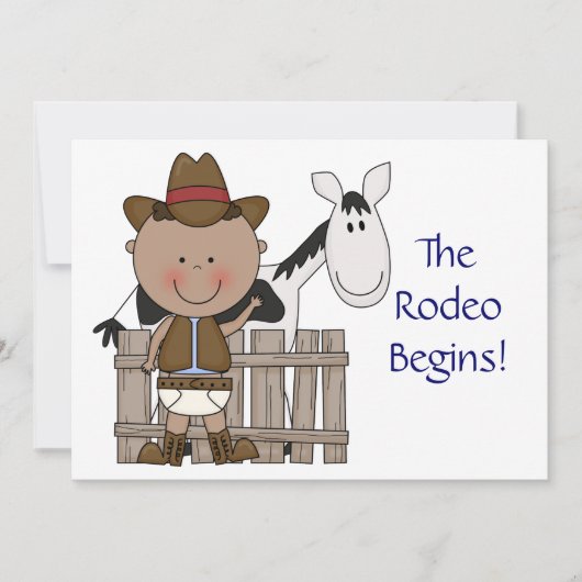 Cute Baby Boy & Horse Pony Aangepaste Westerne geb Aankondiging (Voorkant)