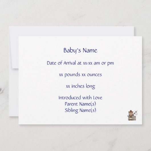 Cute Baby Boy & Horse Pony Aangepaste Westerne geb Aankondiging (Achterkant)