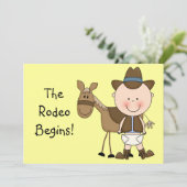 Cute Baby Boy & Horse Pony Aangepaste Westerne geb Aankondiging (Staand voorkant)