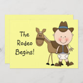 Cute Baby Boy & Horse Pony Aangepaste Westerne geb Aankondiging (Voorkant / Achterkant)