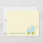 Cute Baby Boy in Blue Pram Whimsical Baby shower Bedankkaart (Voorkant)