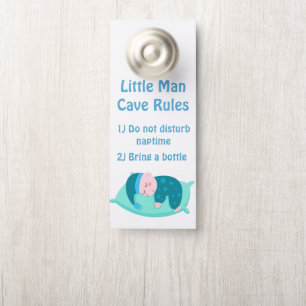 Cute Baby Boy Little Man Cave Rules Nursery Art Deurhanger