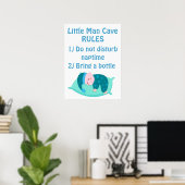 Cute Baby Boy Little Man Cave Rules Nursery Art Poster (Thuiskantoor)