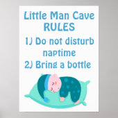 Cute Baby Boy Little Man Cave Rules Nursery Art Poster (Voorkant)