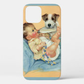  Cute Baby Boy met fles en puppy Dog Case-Mate iPhone Case (Achterkant)