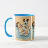  Cute Baby Boy met fles en puppy Dog Mok (Links)