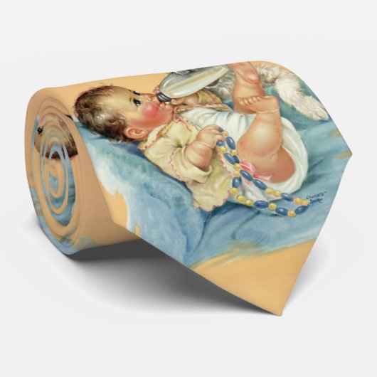  Cute Baby Boy met fles en puppy Dog Stropdas (Opgerold)