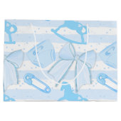 Cute Baby Boy Monogrammed Pattern Groot Cadeauzakje (Achterkant)