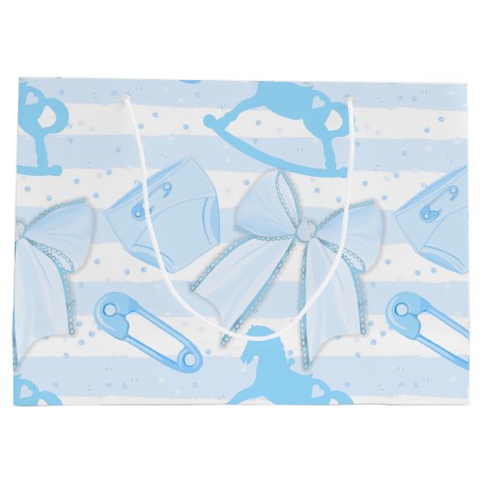 Cute Baby Boy Monogrammed Pattern Groot Cadeauzakje (Achterkant)