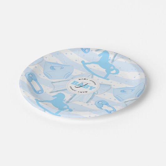 Cute Baby Boy Monogrammed Pattern Papieren Bordje (Gekanteld)