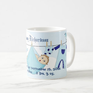 Cute Baby Boy on Clothes Line Koffiemok