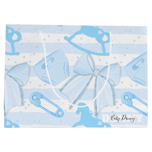 Cute Baby Boy Pattern Groot Cadeauzakje (Achterkant)