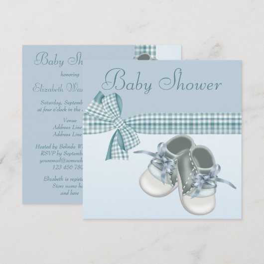 Cute Baby Boy Shower Blue Shower-schoenen & elegan Kaart (Voorkant / Achterkant)