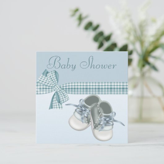 Cute Baby Boy Shower Blue Shower-schoenen & elegan Kaart (Staand voorkant)