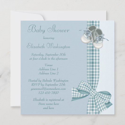 Cute Baby Boy Shower Blue Shower-schoenen & elegan Kaart (Achterkant)