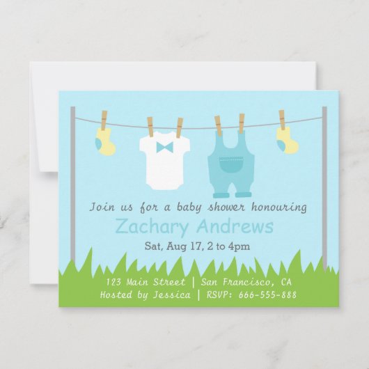Cute Baby Boy Shower met babykleding Kaart (Voorkant)