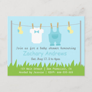 Cute Baby Boy Shower met babykleren Kaart