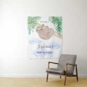 Cute Baby Boy Sloth Baby Shower Wandkleed (In situ)