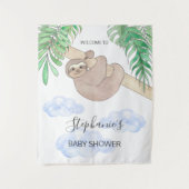 Cute Baby Boy Sloth Baby Shower Wandkleed (Voorkant)