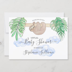 Cute Baby Boy Sloth Virtual Baby shower Kaart