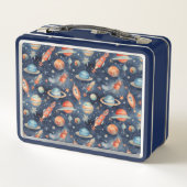 Cute Baby Boy Space Planet Waterverf Blue Oranje (Achterkant)