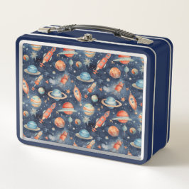 Cute Baby Boy Space Planet Waterverf Blue Oranje