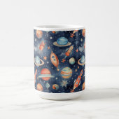 Cute Baby Boy Space Planet Waterverf Blue Oranje Koffiemok (Center)