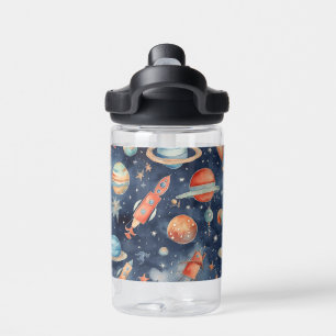 Cute Baby Boy Space Planet Waterverf Blue Oranje Waterfles