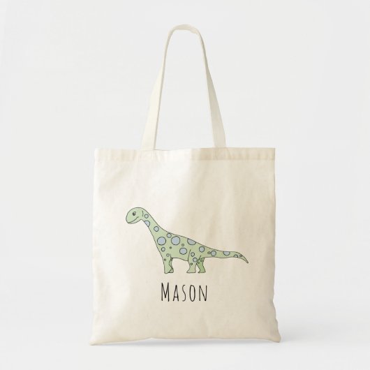 Cute Baby Boy Spotty Dinosaur Name Diaper Tote Bag (Voorkant)